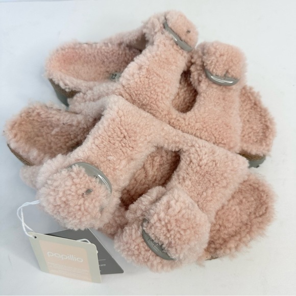 NWT Birkenstock Papillio Arizona Big Buckle Shearling fuzzy sandal pink 39/8 - Picture 3 of 16
